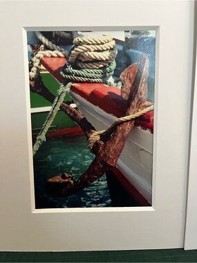 Photo Nautical Boat Anchor in Red, White, Green, Matted